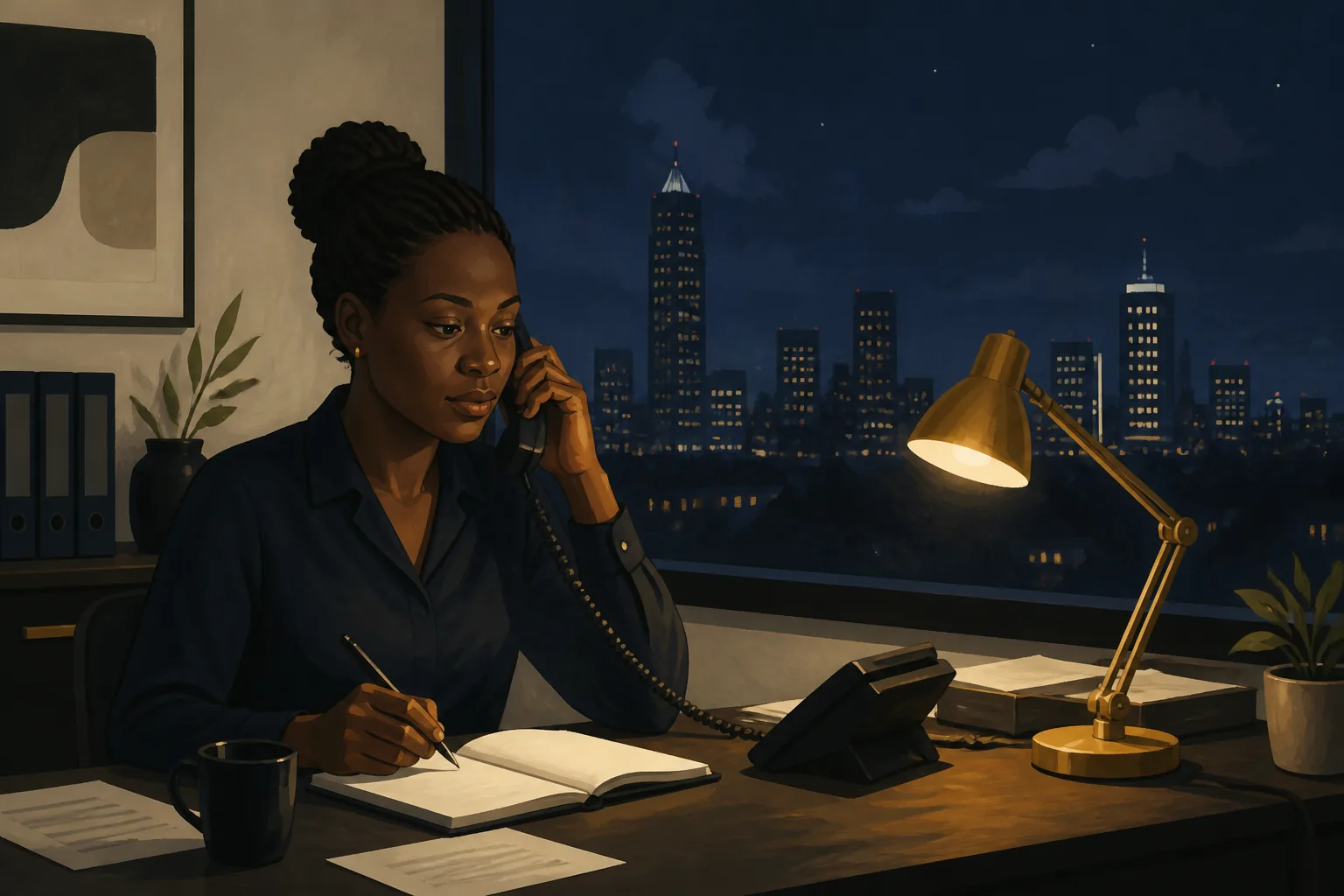 Night intake in Nairobi: the phone is answered, the day to day stays with you.